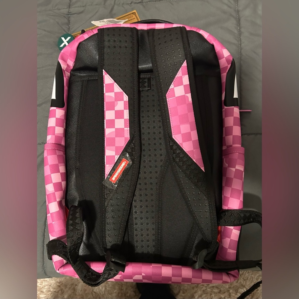 Sprayground Pink Checkered Shark Backpack - Picture 2 of 6